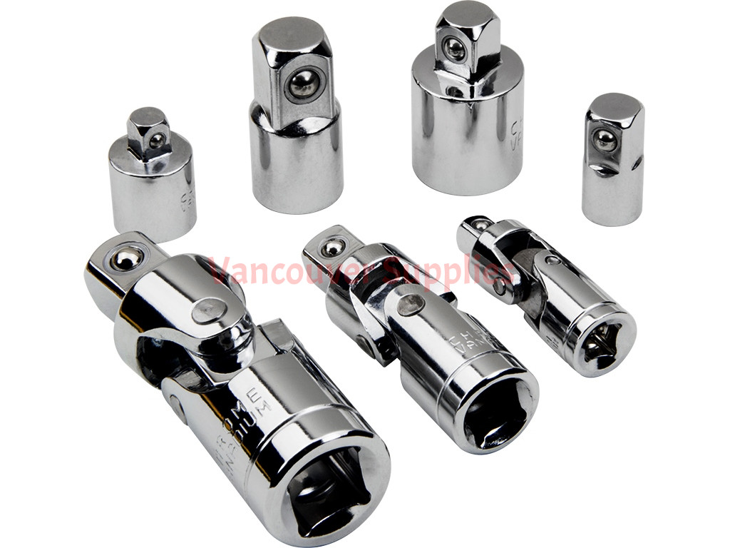 7pc 1 4 3 8 1 2 Drive Universal Joint Adapter Socket Set